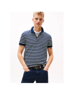 Polo rayé slim placket bleu marine homme - Tommy Jeans