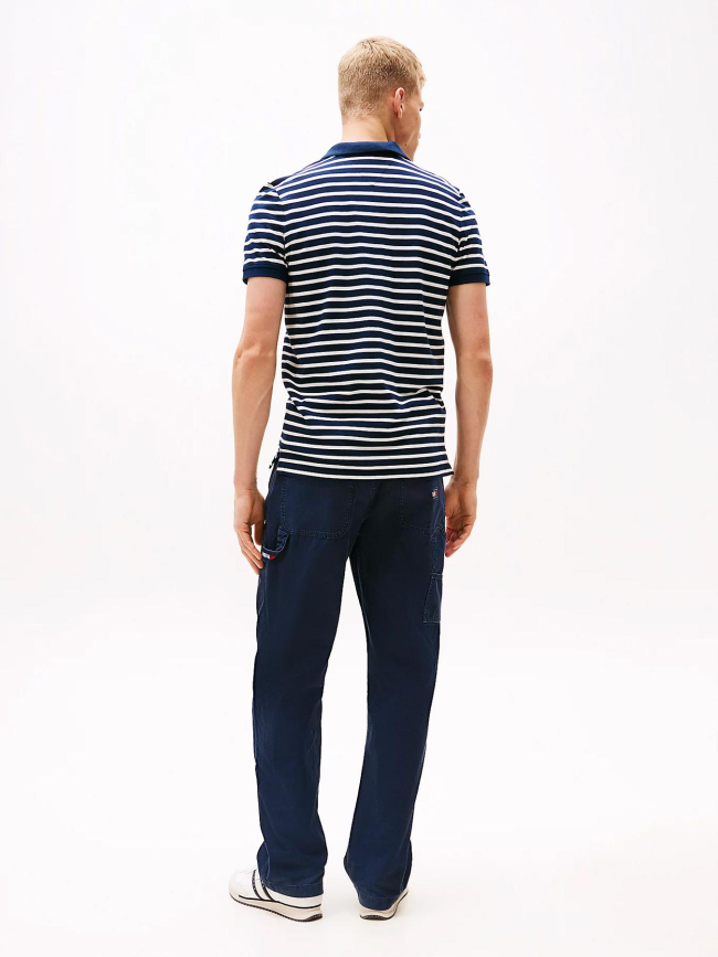 Polo rayé slim placket bleu marine homme - Tommy Jeans