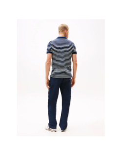 Polo rayé slim placket bleu marine homme - Tommy Jeans