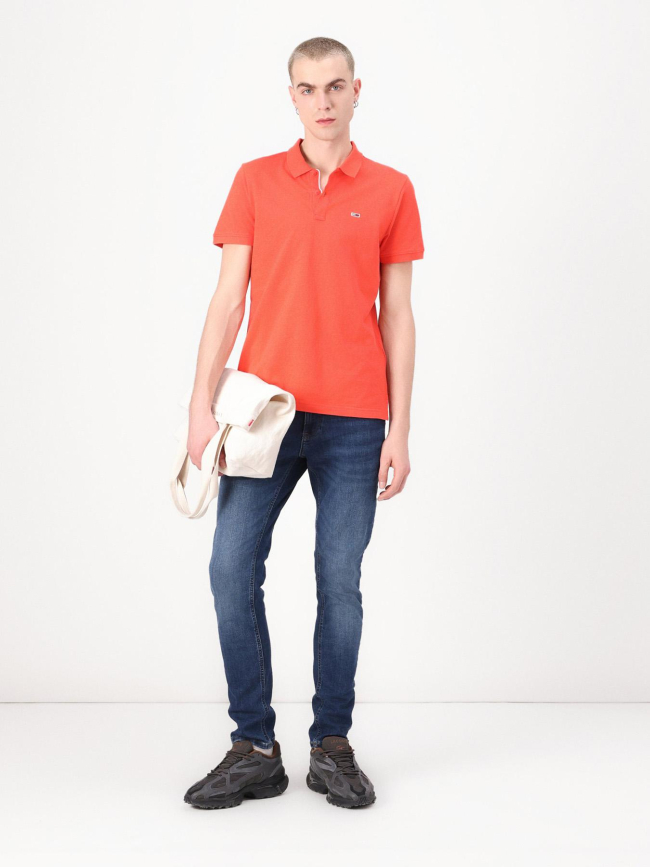 Polo slim placket orange homme - Tommy Jeans