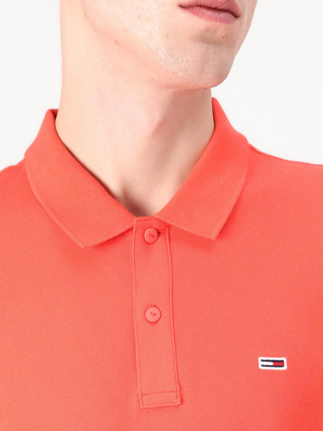 Polo slim placket orange homme - Tommy Jeans