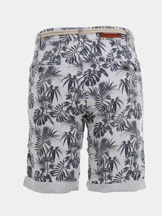 Bermuda à motif feuillage varedo blanc homme - La Maison Blaggio