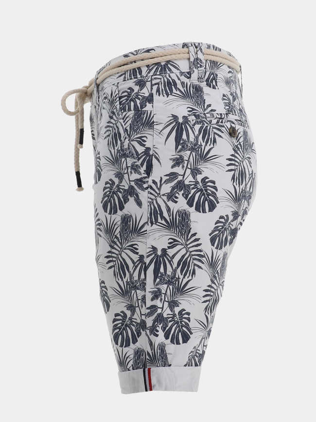 Bermuda à motif feuillage varedo blanc homme - La Maison Blaggio