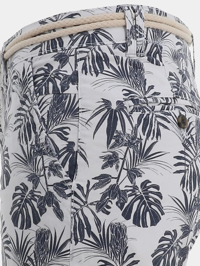 Bermuda à motif feuillage varedo blanc homme - La Maison Blaggio