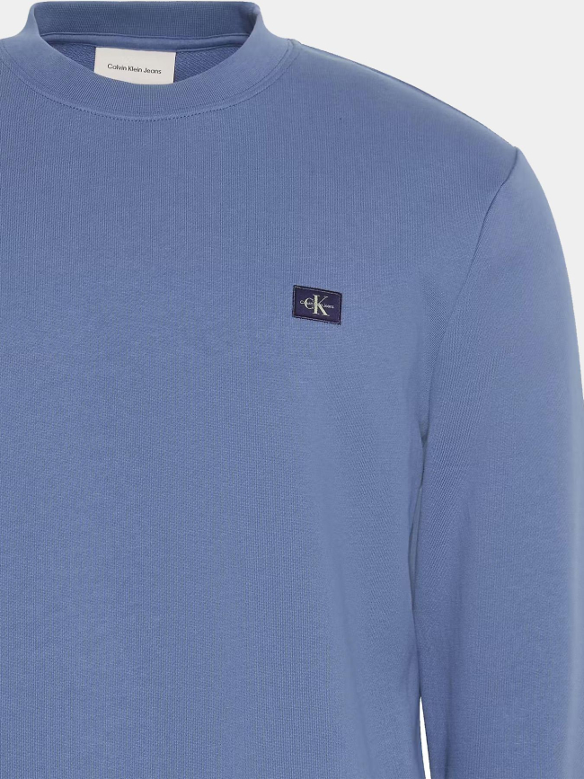 Sweat badge terry bleu homme - Calvin Klein Jeans
