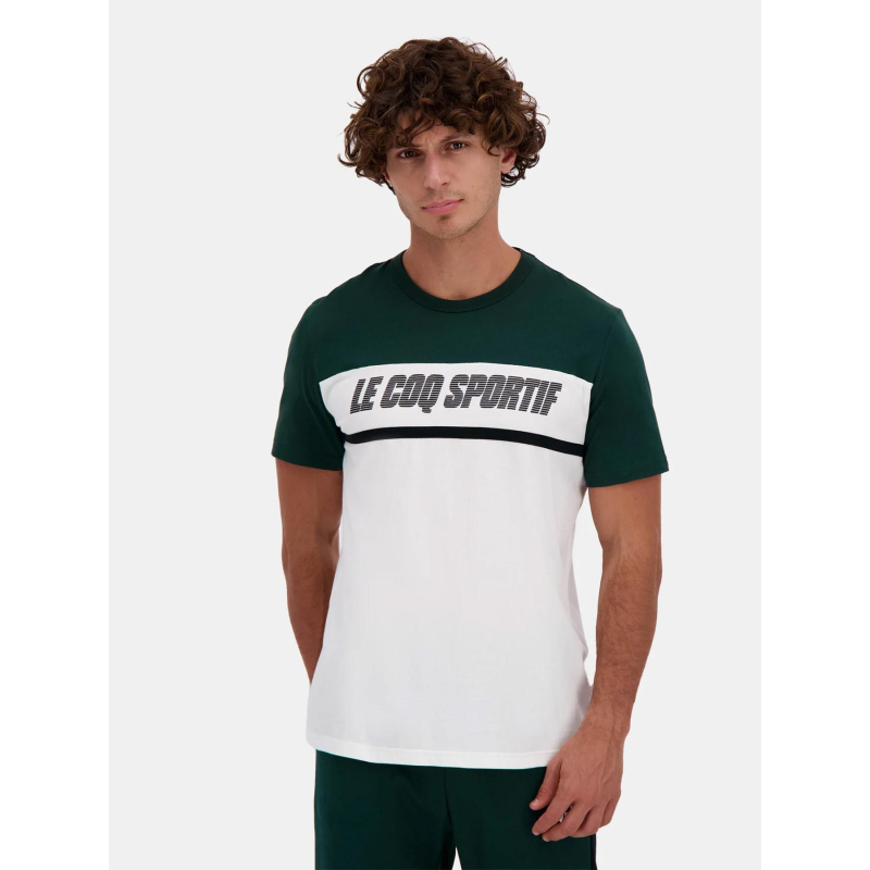 T-shirt contemporain blanc vert homme - Le Coq Sportif