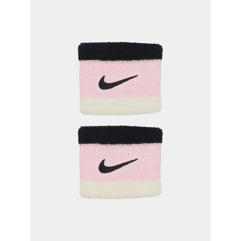 Paire de serre-poignets éponge swoosh rose noir et blanc - Nike