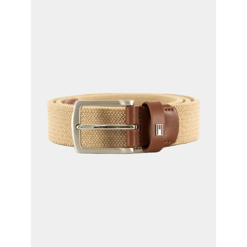 Ceinture texturée à boucle carrée beige homme - Tommy Hilfiger