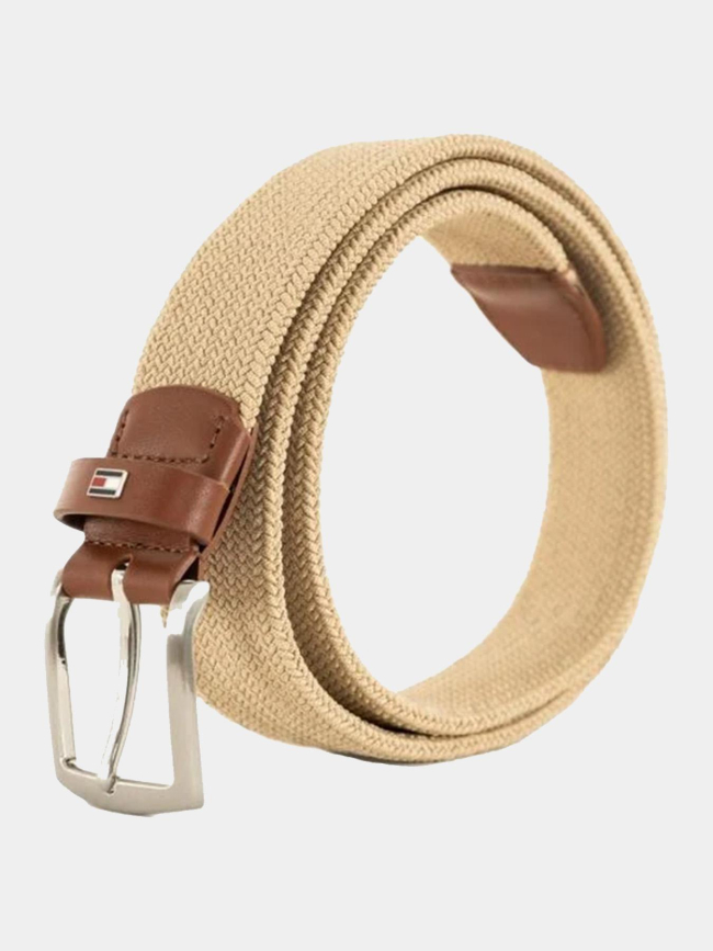 Ceinture texturée à boucle carrée beige homme - Tommy Hilfiger