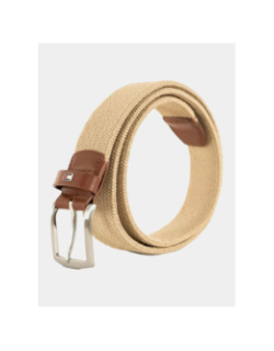 Ceinture texturée à boucle carrée beige homme - Tommy Hilfiger