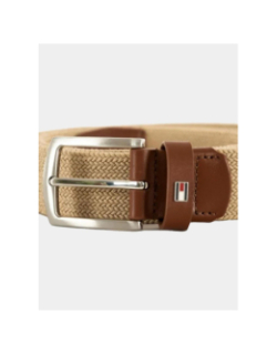 Ceinture texturée à boucle carrée beige homme - Tommy Hilfiger