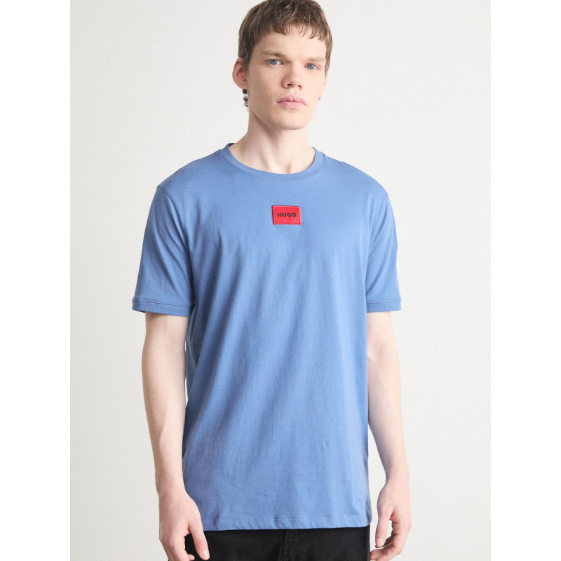 T-shirt manches courtes à étiquette logotée bleu homme - Hugo