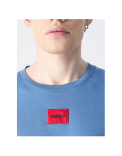 T-shirt manches courtes à étiquette logotée bleu homme - Hugo