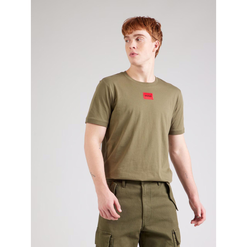 T-shirt manches courtes à étiquette logotée marron homme - Hugo