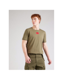 T-shirt manches courtes à étiquette logotée marron homme - Hugo