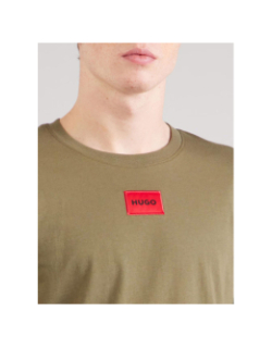 T-shirt manches courtes à étiquette logotée marron homme - Hugo