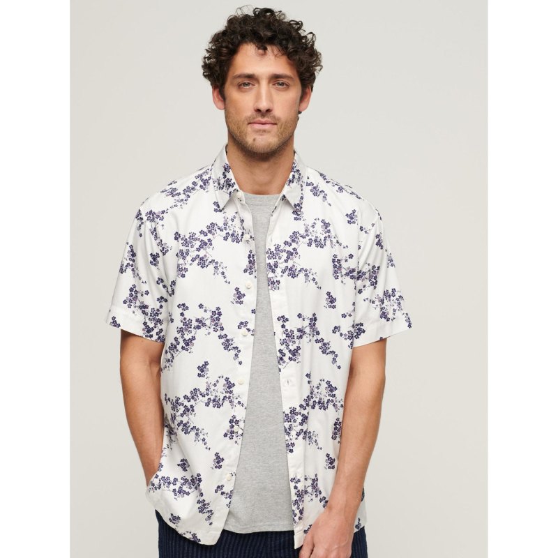 Chemise vintage hawaiian optic blanc homme - Superdry