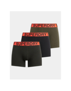 Pack de 3 boxers en coton noir et kaki homme - Superdry