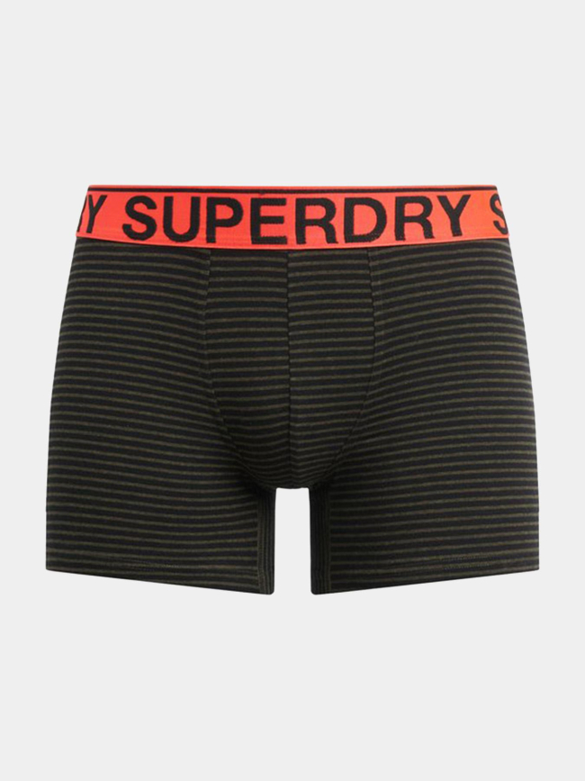 Pack de 3 boxers en coton noir et kaki homme - Superdry