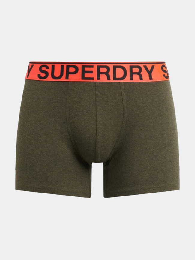 Pack de 3 boxers en coton noir et kaki homme - Superdry