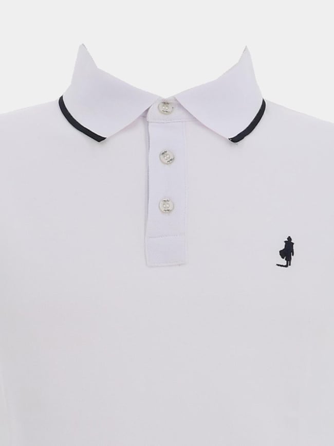 Polo en piqué de coton blanc homme - MCS