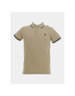 Polo en piqué de coton beige homme - MCS