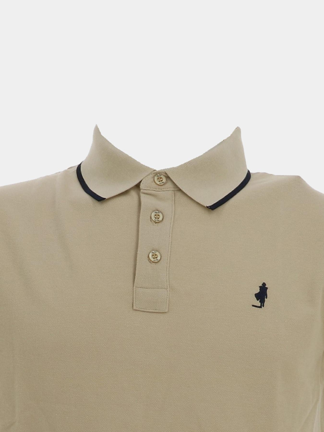 Polo en piqué de coton beige homme - MCS