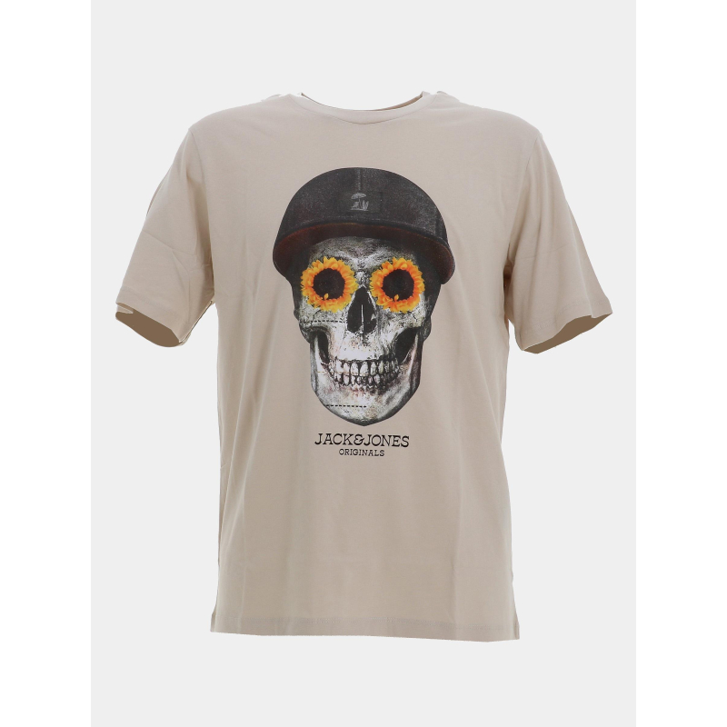 T-shirt summer skull beige homme - Jack & Jones