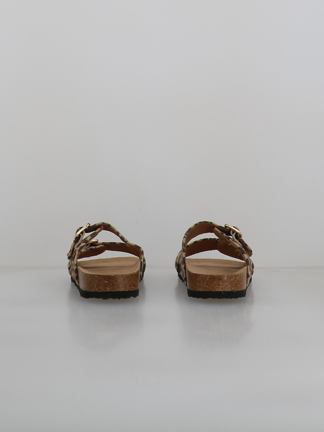 Sandales double bride maxi léopard beige femme - Only