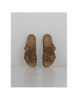 Sandales double bride maxi léopard beige femme - Only