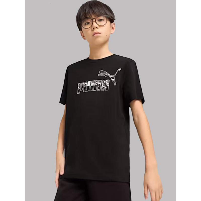 T-shirt essential camo logo noir enfant - Puma