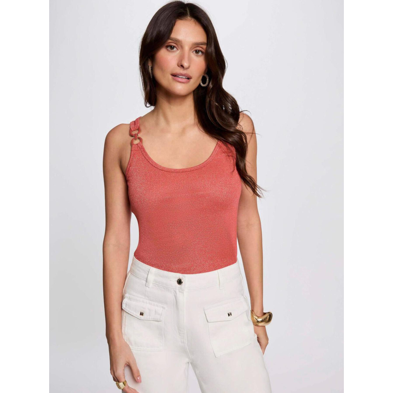 Débardeur pailleté didoni orange femme - Morgan