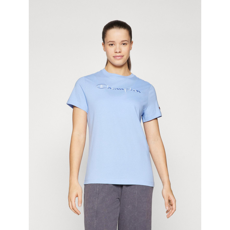 T-shirt logo brodé uni bleu femme - Champion