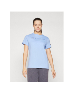 T-shirt logo brodé uni bleu femme - Champion