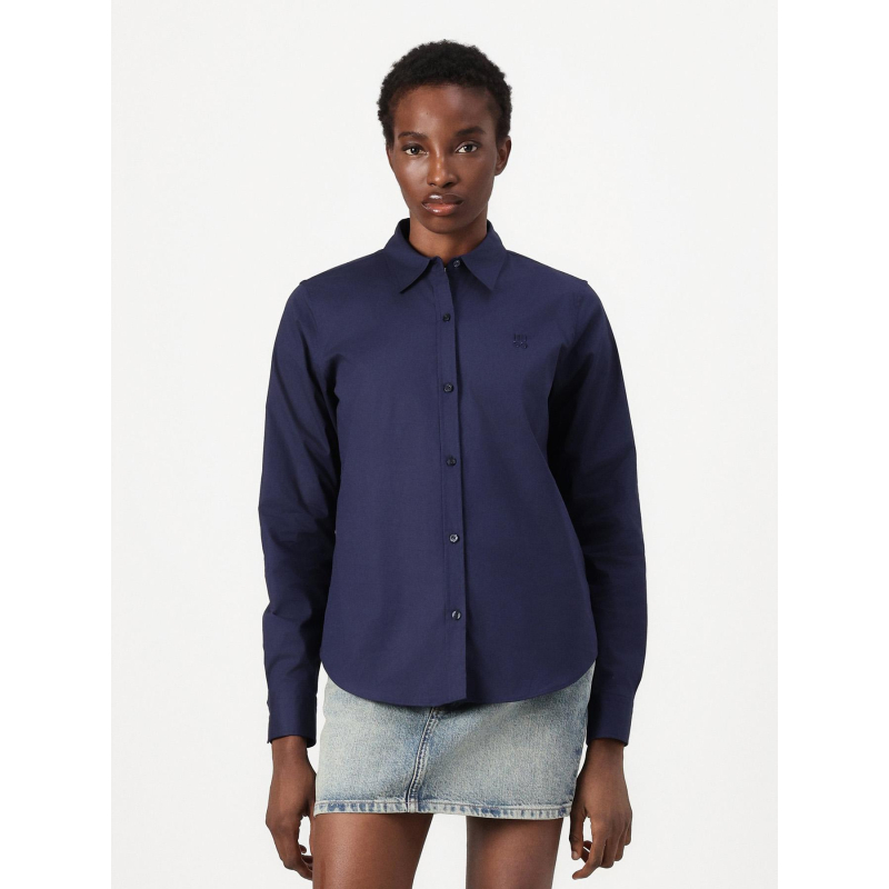 Chemise uni logo brodé bleu marine femme - Hugo