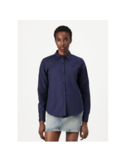 Chemise uni logo brodé bleu marine femme - Hugo