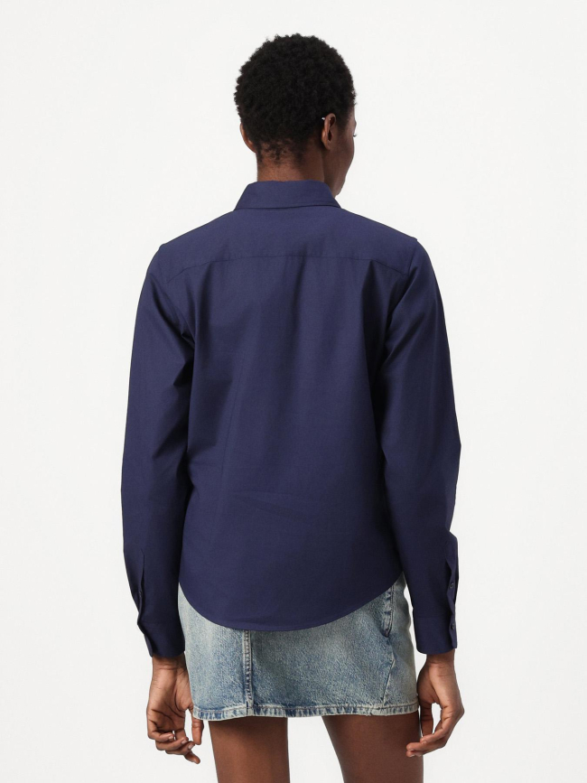 Chemise uni logo brodé bleu marine femme - Hugo