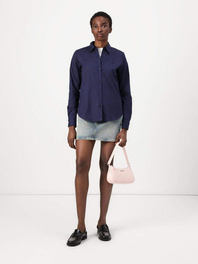 Chemise uni logo brodé bleu marine femme - Hugo
