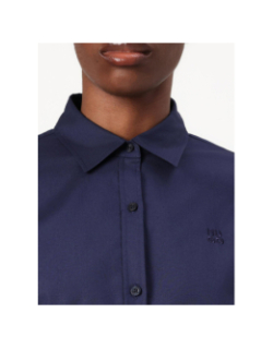 Chemise uni logo brodé bleu marine femme - Hugo