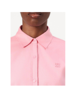 Chemise uni logo brodé rose femme - Hugo
