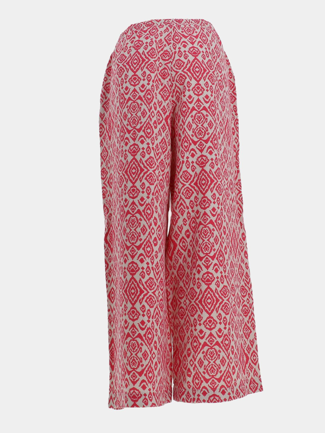 Pantalon large en lin imprimé linno rose femme - Ichi