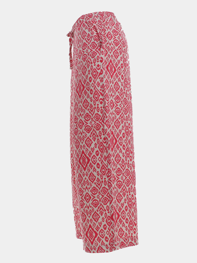 Pantalon large en lin imprimé linno rose femme - Ichi