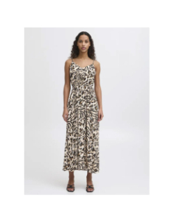 Robe longue léopard marrakech beige femme - Ichi