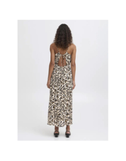 Robe longue léopard marrakech beige femme - Ichi