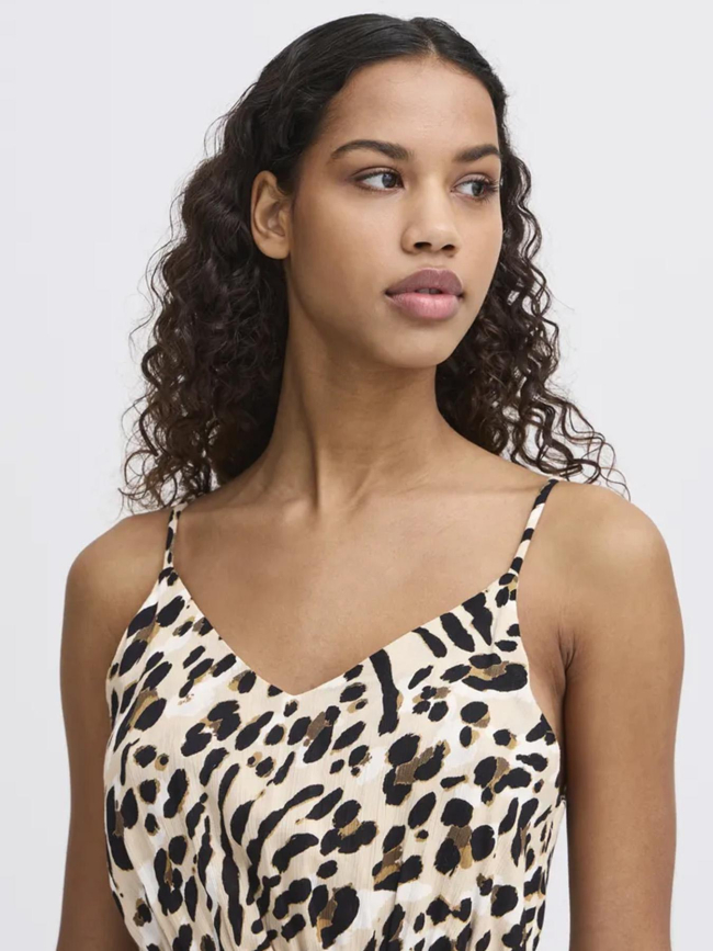 Robe longue léopard marrakech beige femme - Ichi