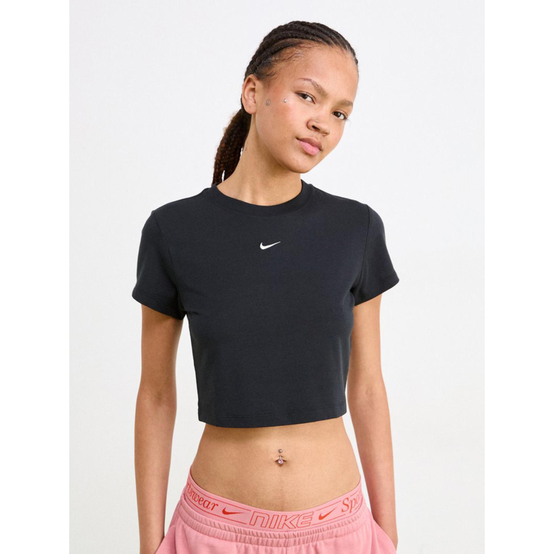 T-shirt crop slim nsw noir fille - Nike