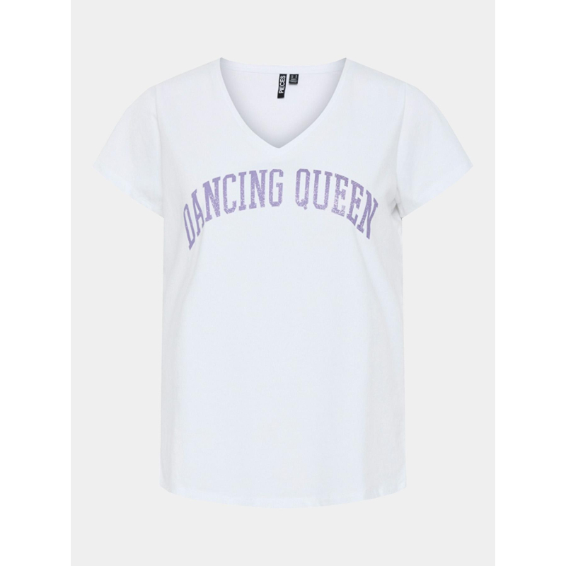 T-shirt col v serima dancing queen blanc femme - Pieces
