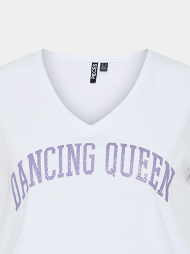 T-shirt col v serima dancing queen blanc femme - Pieces
