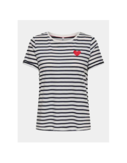 T-shirt rayé livy coeur blanc femme - Only