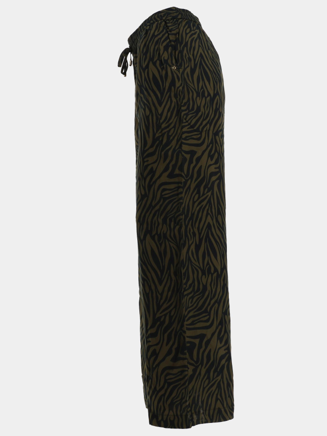 Pantalon de plage large imprimé kaki noir femme - Happy & So